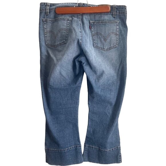 Levi's 515 Capri Womens Size 10 Medium Wash High Rise Denim Casual Distressed - Picture 2 of 7